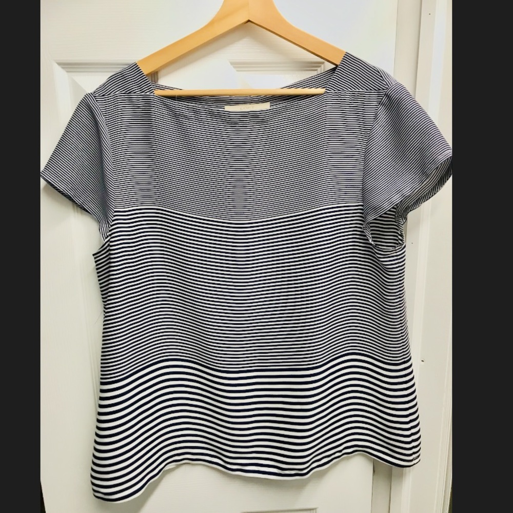 LOFT Blue and white Striped top
